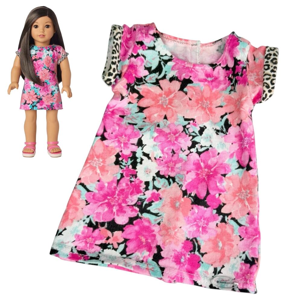American Girl Doll Meet Dress Show Your Sweet Side Floral Cheetah Naimal Print